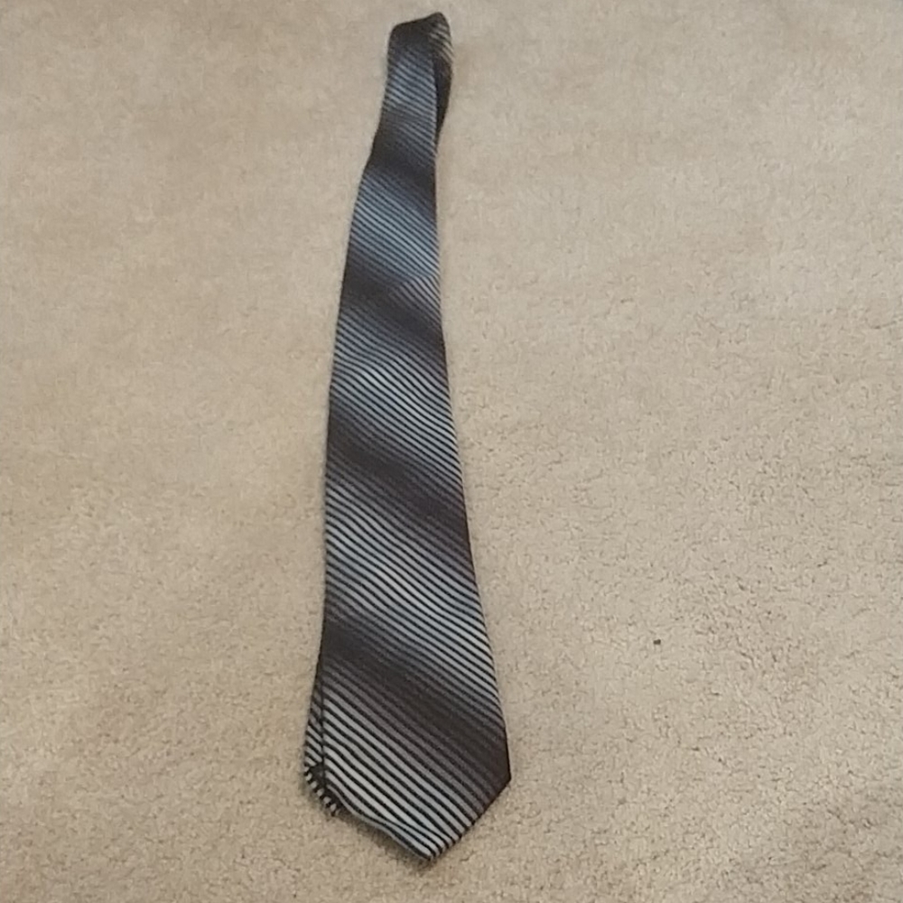 Ck black and silver striped tie